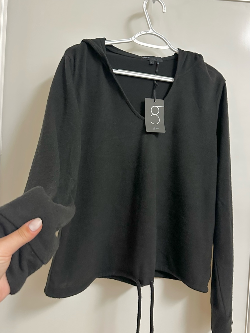 Gibson Women’s Large Black Hooded Pullover Drawstring Sweatshirt NWT